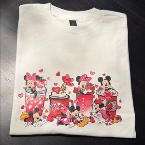 Disney  White Tee with Mickey and Minnie Love Design